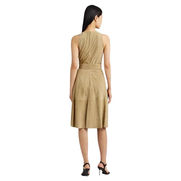 Lauren Ralph Lauren Black Label Women’s Tan Suede Fit & Flare Dress Size 12 - Picture 2 of 15